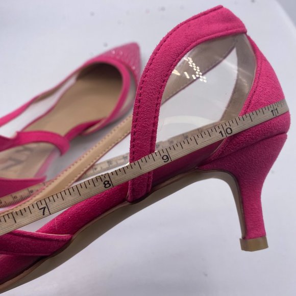A NUYG pink pointy toe rhinestone kitten low heels pumps - Picture 7 of 11